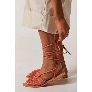 Seychelles Distant Shores Wrap Sandals in Coral Suede